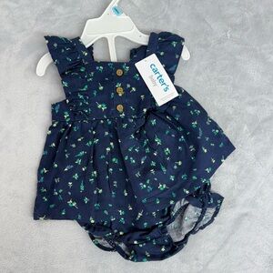Carter's Navy and Green Floral Diaper Cover Set
